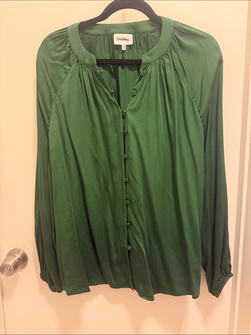 Darling Emerald Green Button-Front Blouse